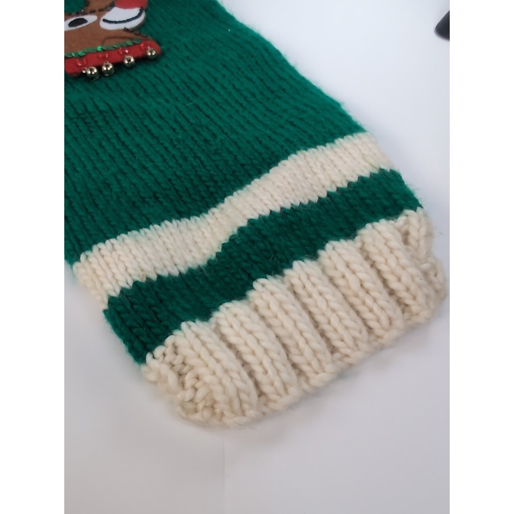Liz Claiborn Crochet Christmas Dog Sweater Green W/Reindeer Face Size Medium - Picture 5 of 12